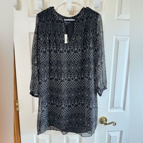 NWT Madewell $158 Smock Dress in Caravan Print Tribal True Black g0104 - size s - Picture 5 of 5